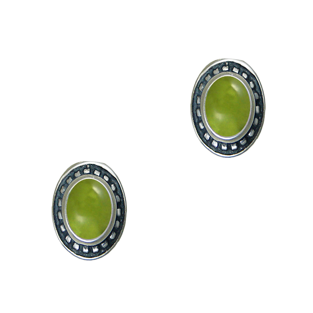 Sterling Silver Peridot Post Stud Earrings